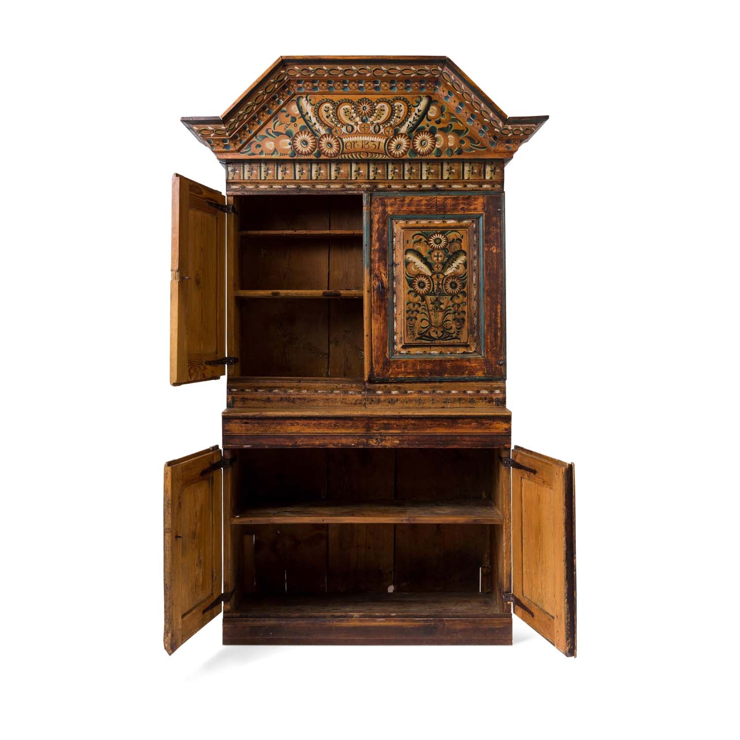 Swedish Dalarna Kurbits Painted Cupboard, dated 1831 Eleish Van Breems Home