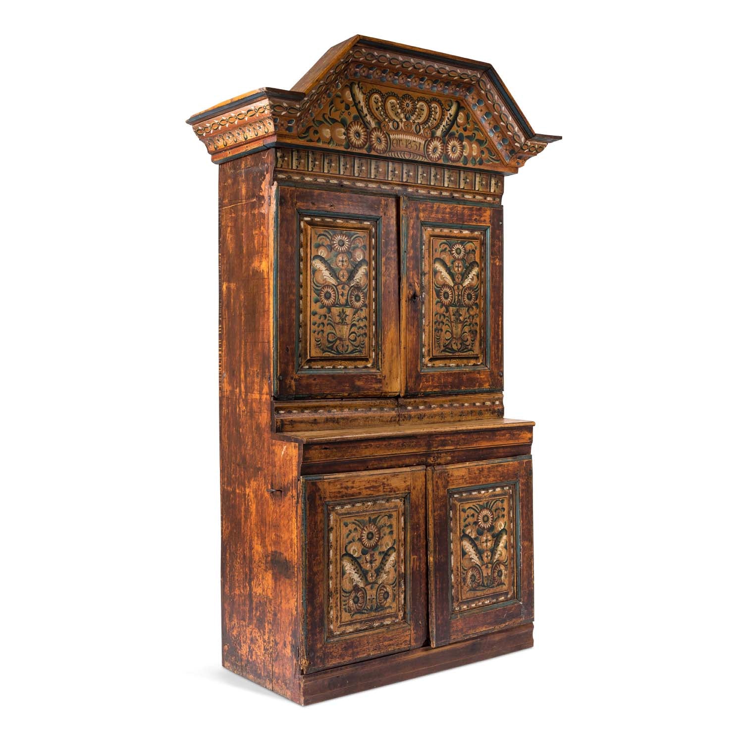 Swedish Dalarna Kurbits Painted Cupboard, dated 1831 Eleish Van Breems Home