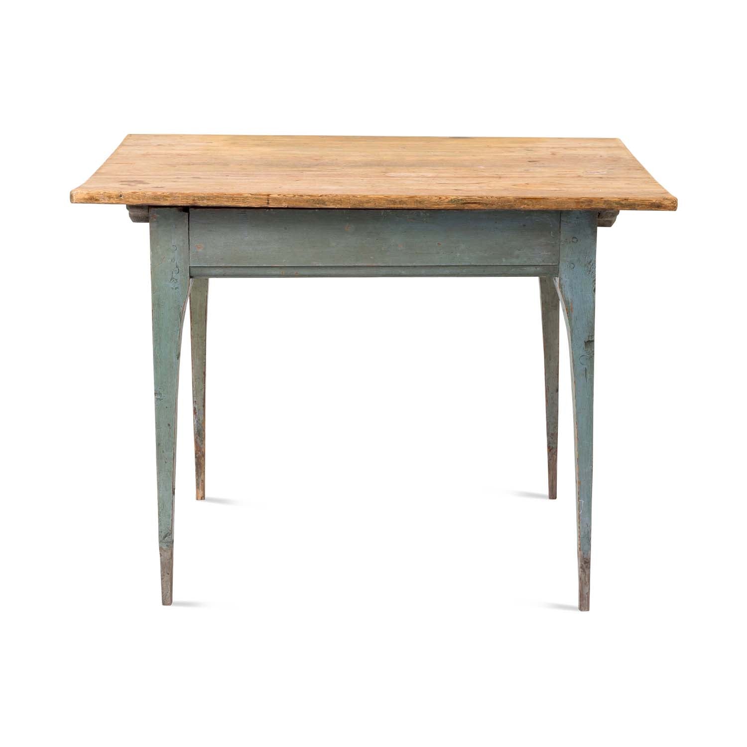 Swedish 19th c Blue Table with Scrubbed Top Eleish Van Breems Home