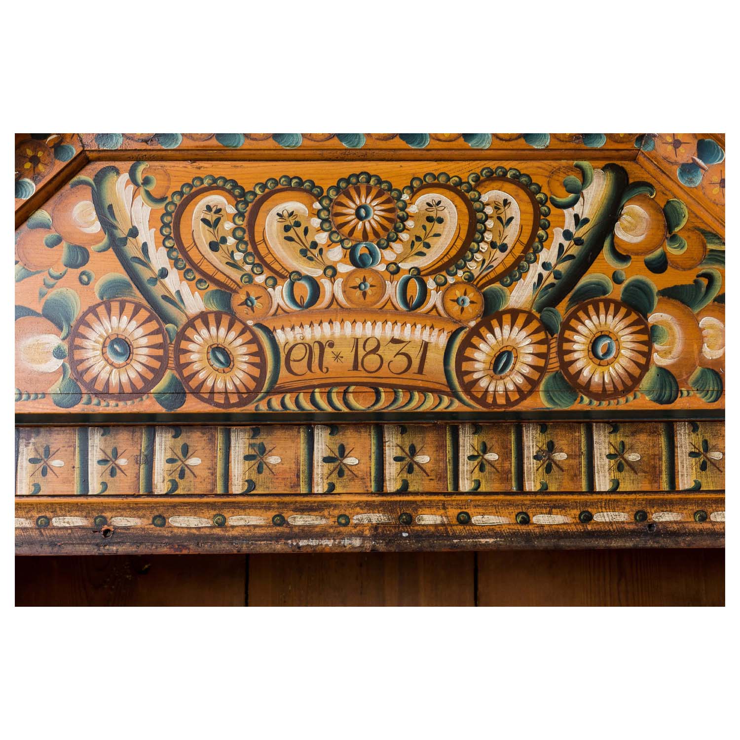 Swedish Dalarna Kurbits Painted Cupboard, dated 1831 Eleish Van Breems Home