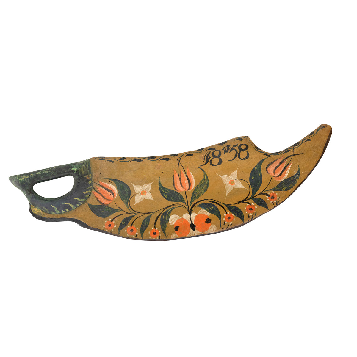 Norwegian Painted Scutching Knife, 19th C Eleish Van Breems Home