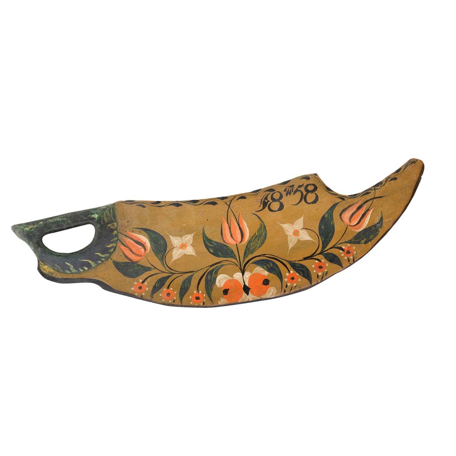 Norwegian Painted Scutching Knife, 19th C Eleish Van Breems Home