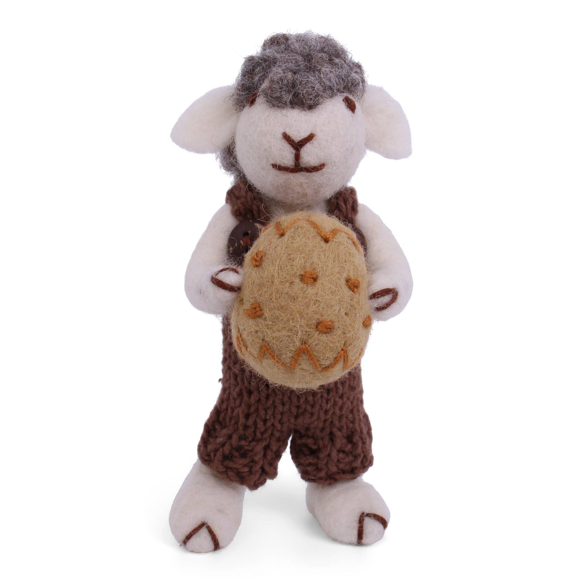 Grey Sheep w/Brown Pants &amp; Egg with String Eleish Van Breems Home