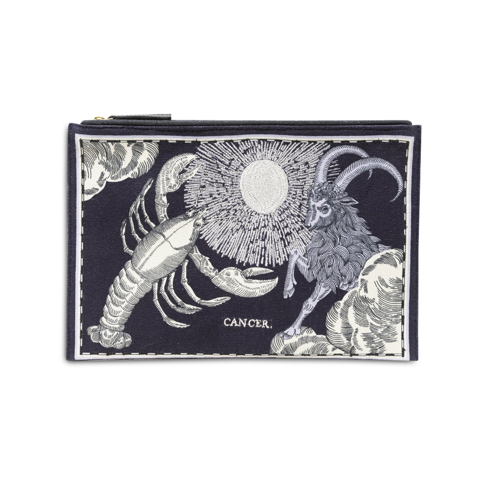 Embroidered Pouch, Astro Cancer In Blue #3 Eleish Van Breems Home