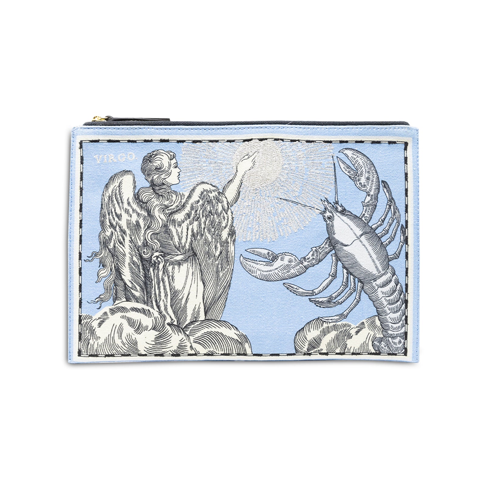Embroidered Pouch, Astro Virgo In Blue #12 Eleish Van Breems Home