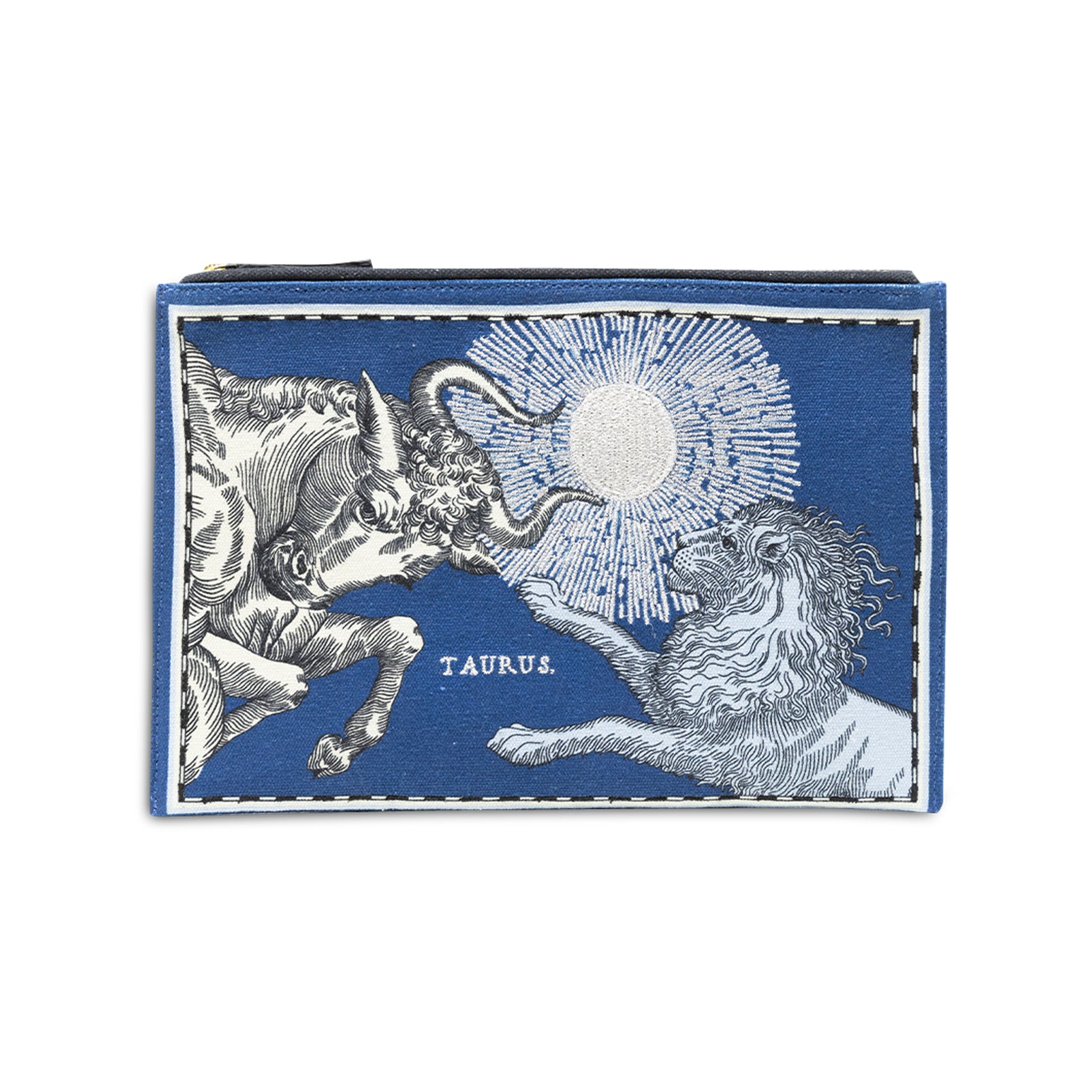Embroidered Pouch, Astro Taurus In Blue #11 Eleish Van Breems Home