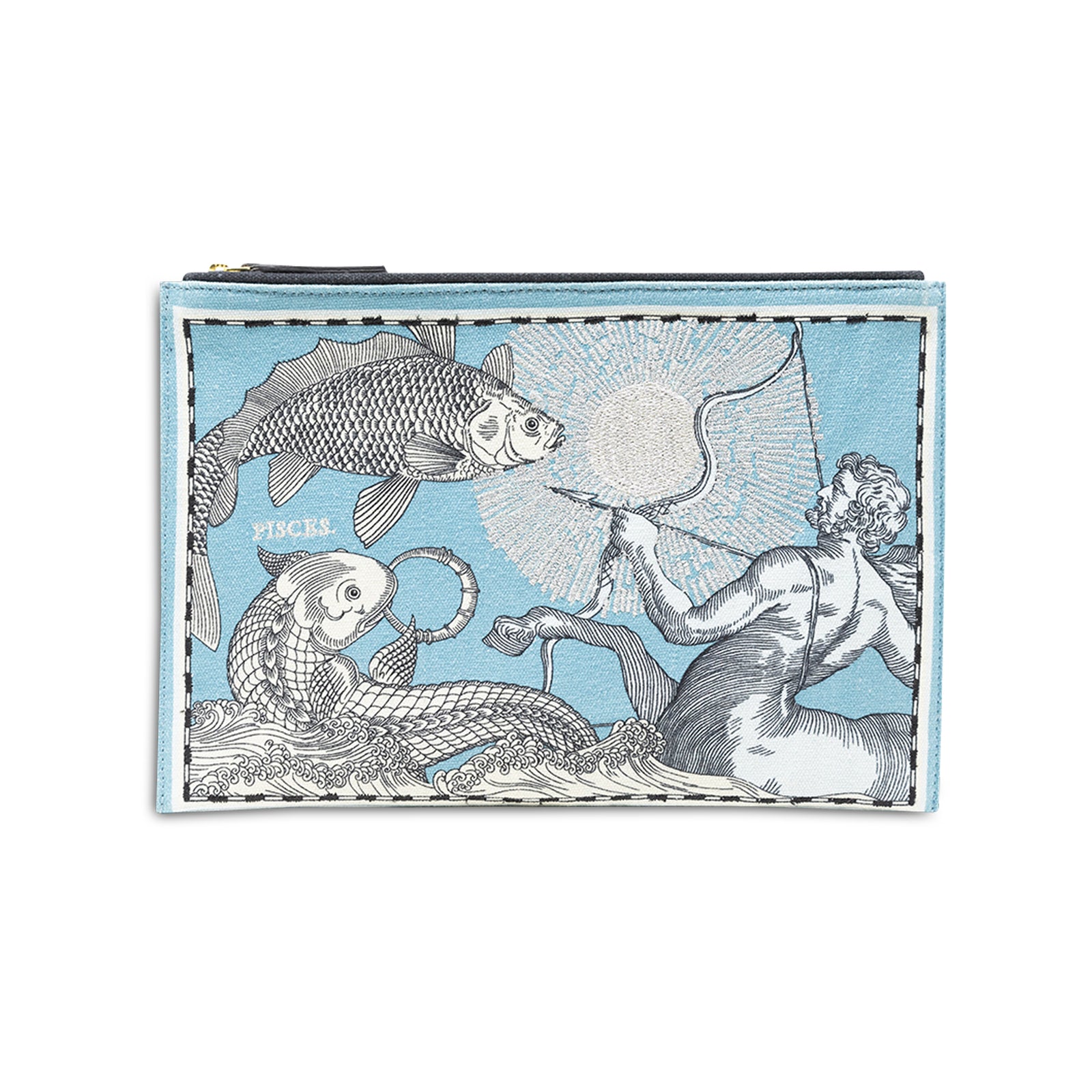 Embroidered Pouch, Astro Pisces in Blue #8 Eleish Van Breems Home