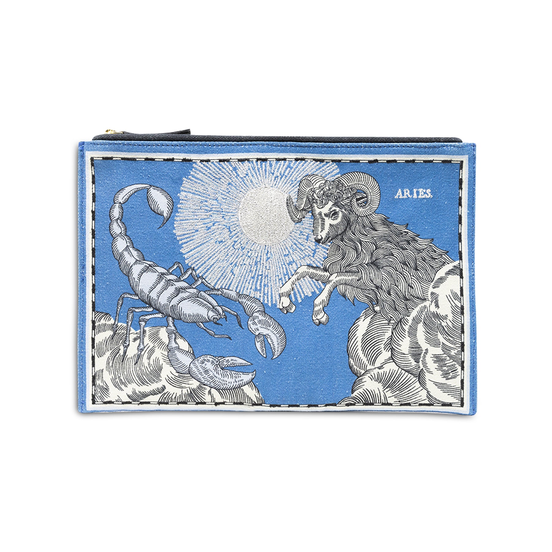 Embroidered Pouch, Astro Aries In Blue #2 Eleish Van Breems Home