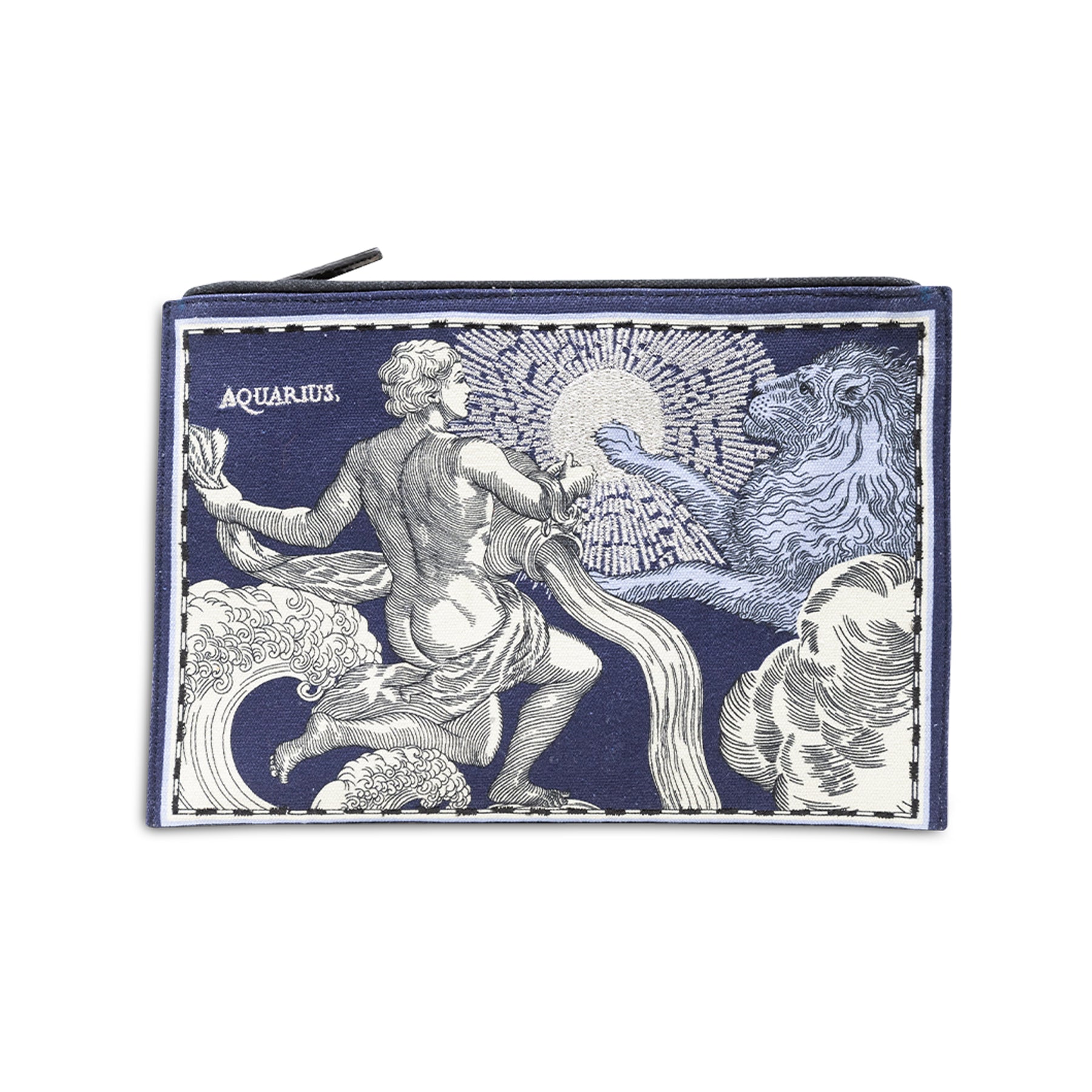 Embroidered Pouch, Astro Aquarius In Blue #1 Eleish Van Breems Home