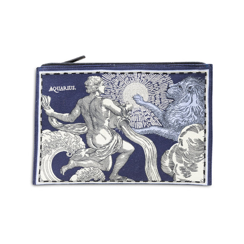 Embroidered Pouch, Astro Aquarius In Blue #1
