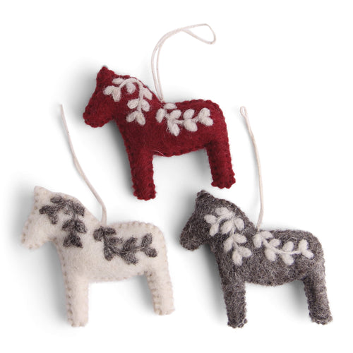 Dala Horse Ornaments, Set of 3