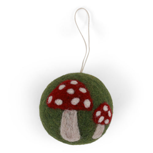 Mushroom Green Christmas Bauble Ornament