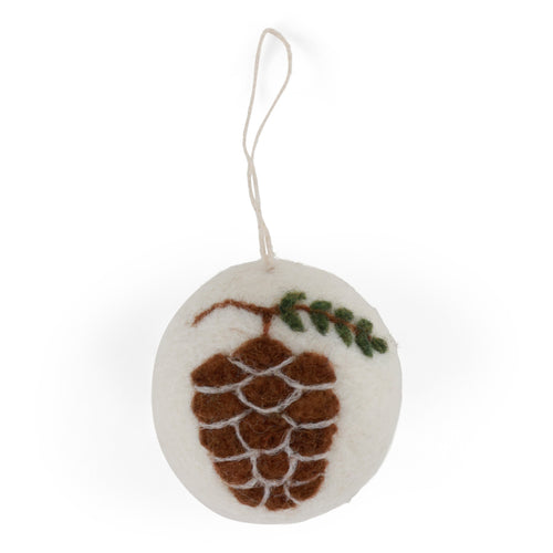 Cone On White Christmas Bauble Ornament