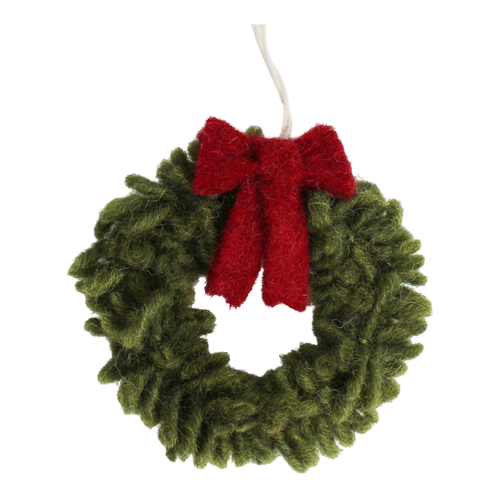 Mini Wreath With Red Bow Ornament