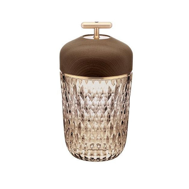 ST Louis Folia Portable Lamp Amber Crystal, Dark Wood, Anodized Gold Aluminum Eleish Van Breems Home