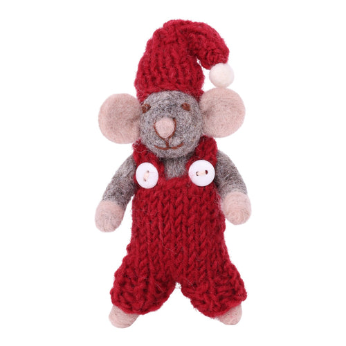 Grey Mouse With Red Pants Ornament