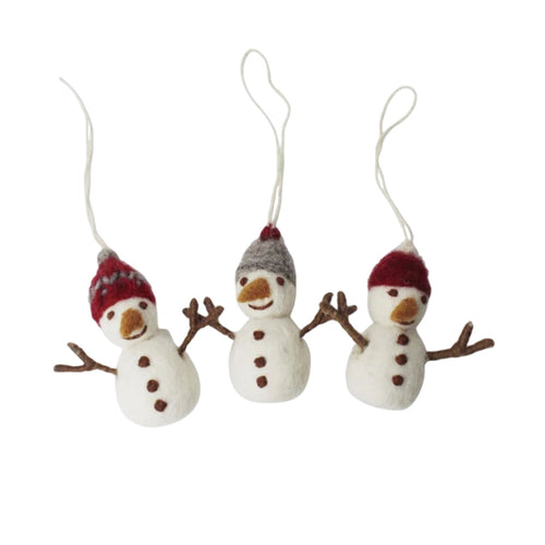 Snowmen with Hats Ornaments, Set of 3