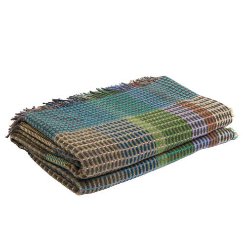 Wallace Sewell Hertha Lambswool Basket Weave Throw Mid Green, Small