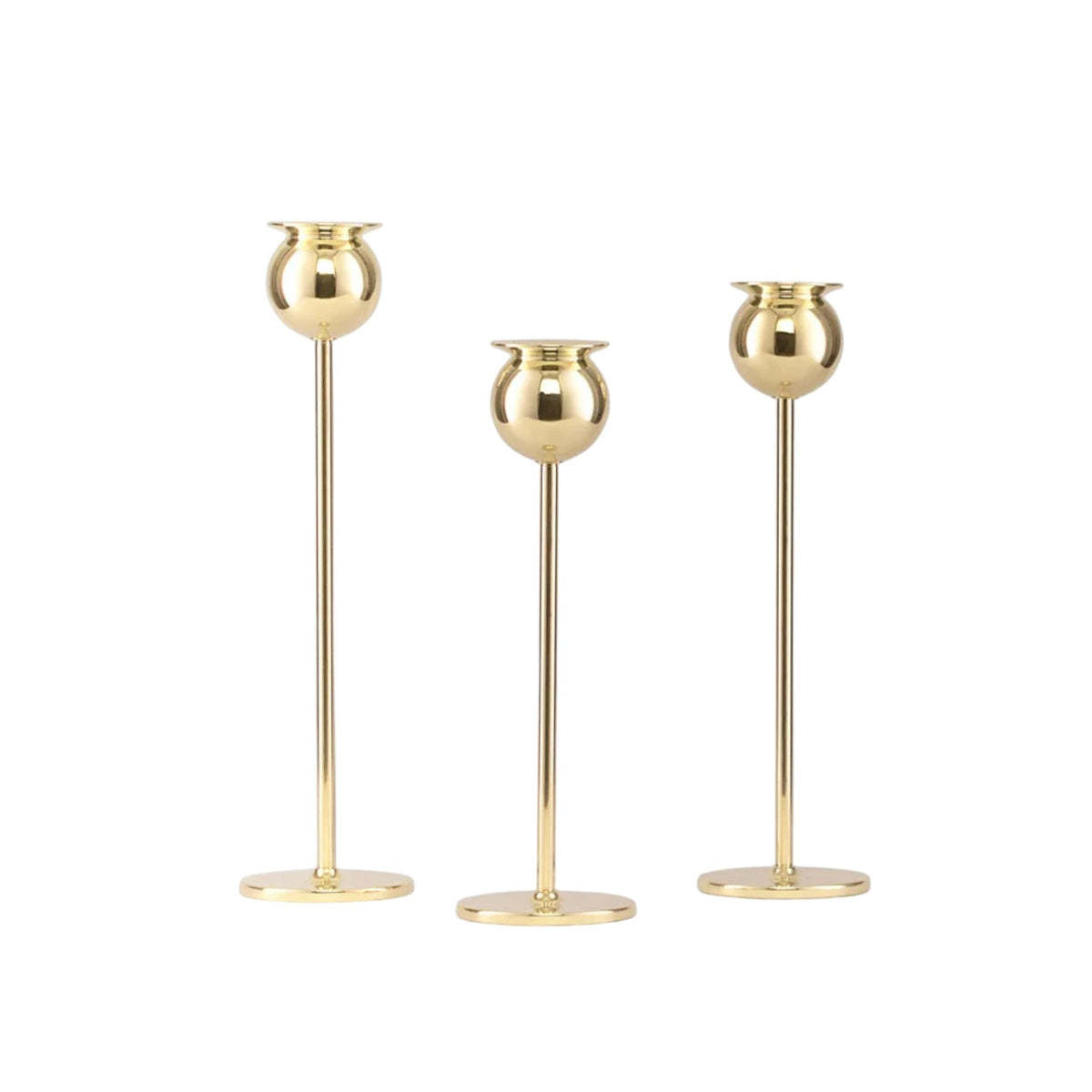 Tulip Candlestick, Brass, Set of 3 Eleish Van Breems Home