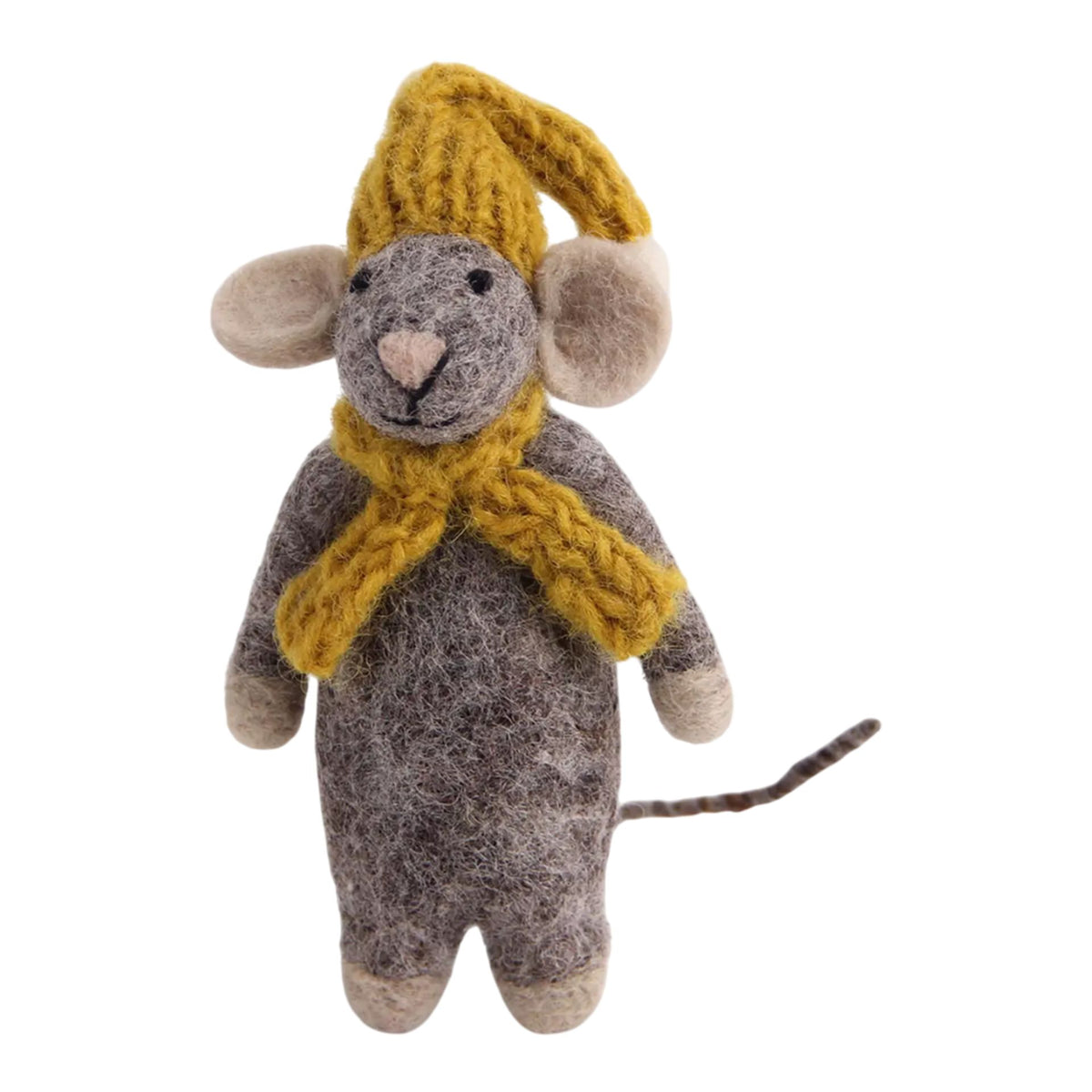 Grey Mouse with Yellow Hat &amp; Scarf Ornament Eleish Van Breems Home