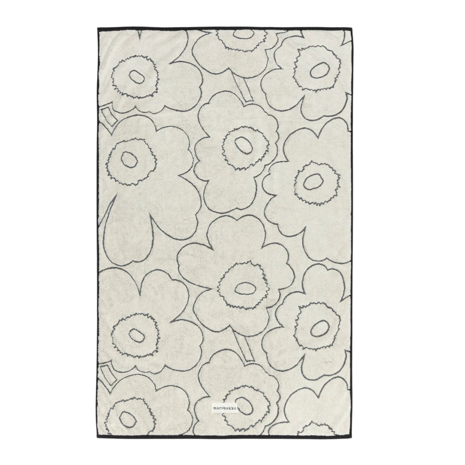 Marimekko Piirto Unikko Black and White Bath Towel - Eleish Van