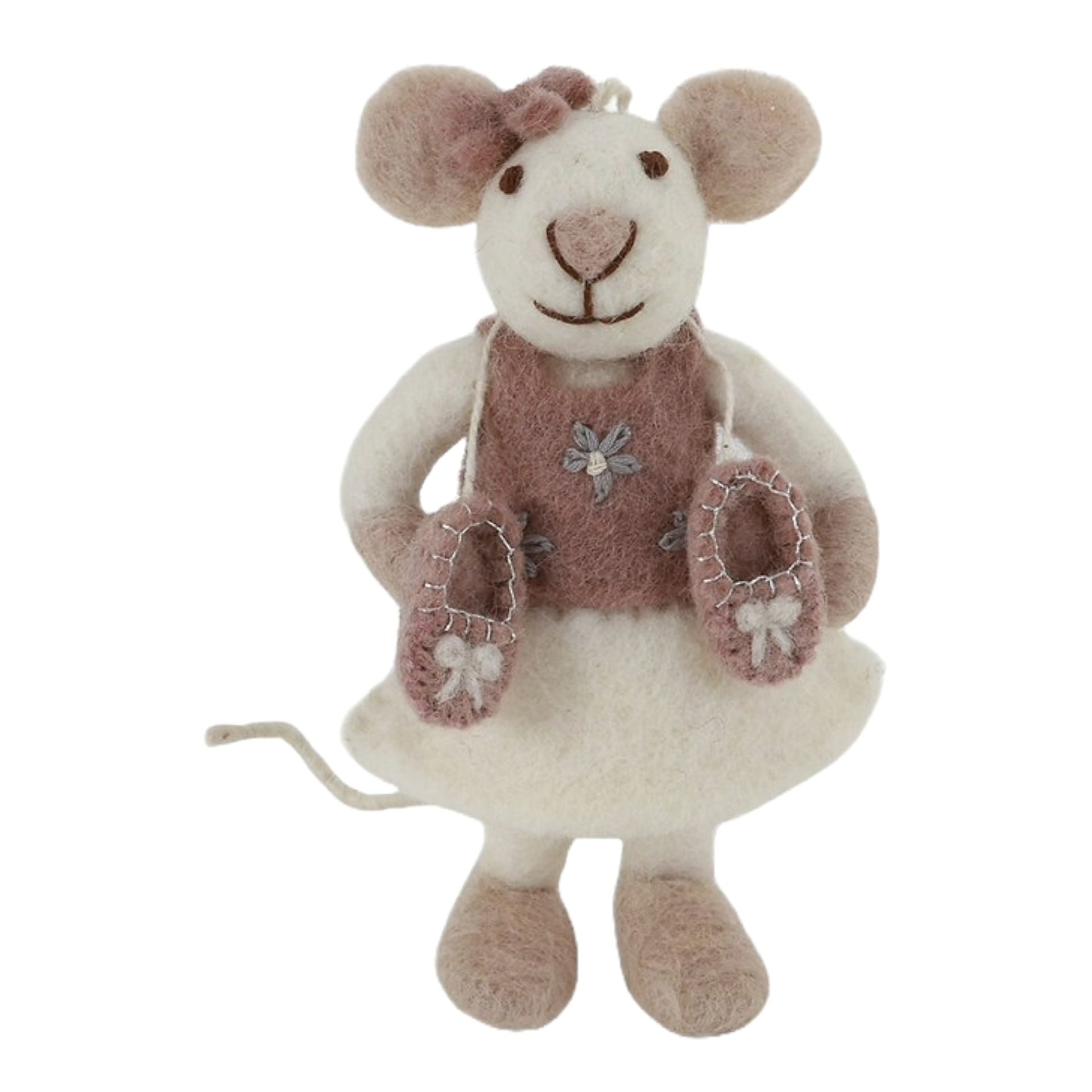 Callerina Mouse Small White Ballerina Mouse with Ballerina Shoes & Bow Ornament ...
