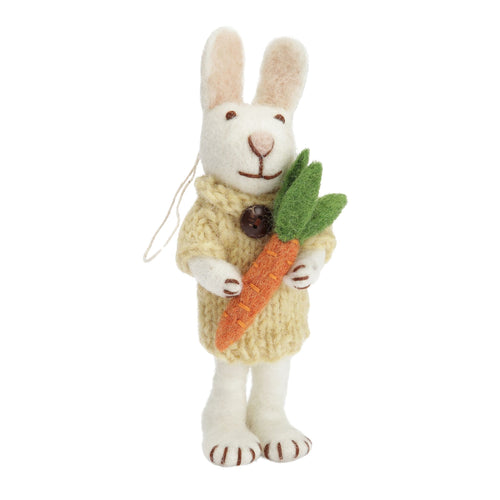 White Bunny With Yellow Dress & Carrot