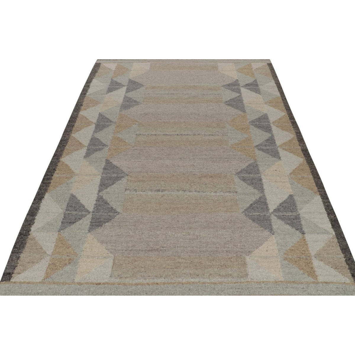 Scandinavian Geometric Rug With Gray, Blue & Beige Eleish Van Breems Home