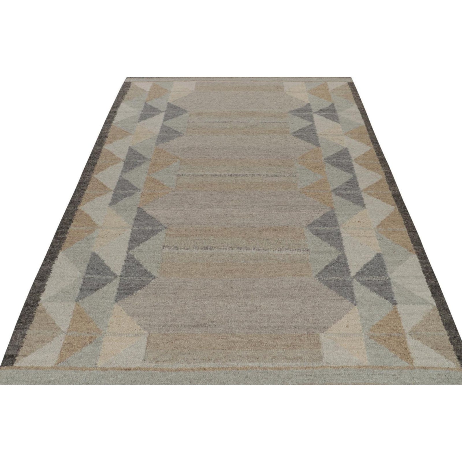 Scandinavian Geometric Rug With Gray, Blue & Beige Eleish Van Breems Home