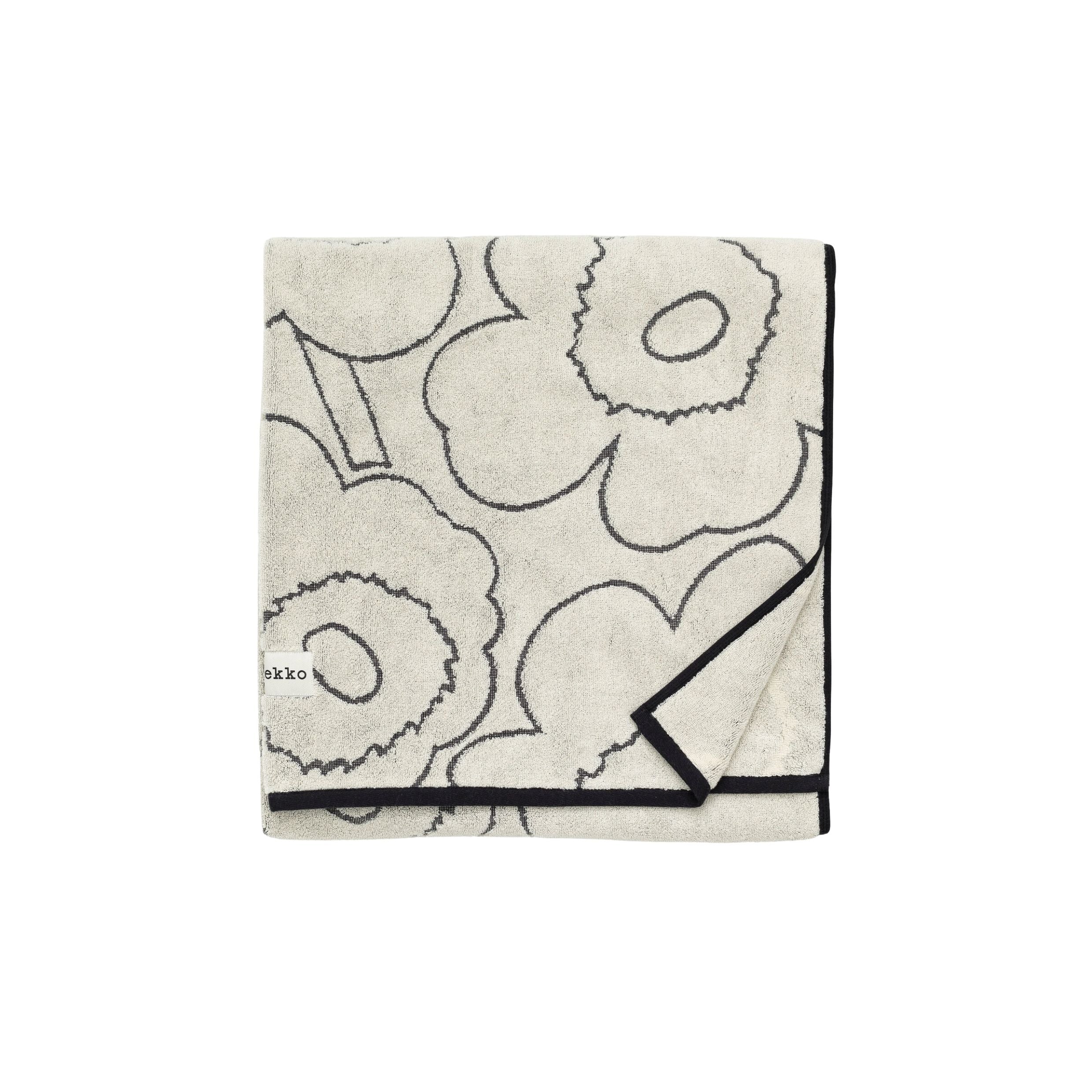 Marimekko Piirto Unikko Black and White Bath Towel - Eleish Van