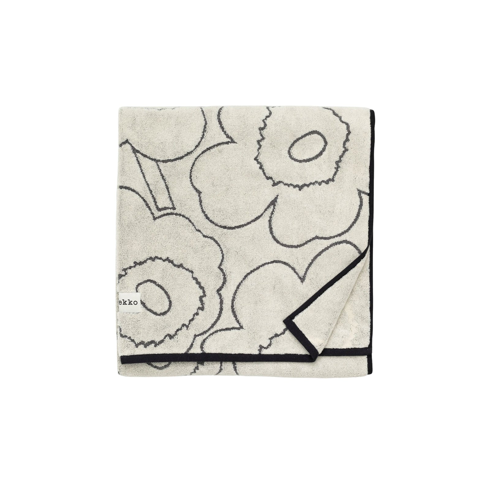 Marimekko Piirto Unikko Black and White Bath Towel - Eleish Van