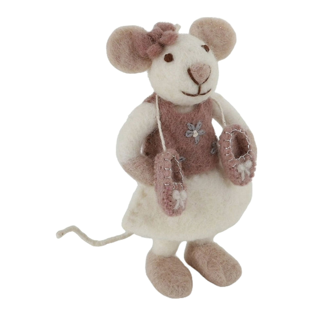 Small White Ballerina Mouse with Ballerina Shoes & Bow Eleish Van Breems Home