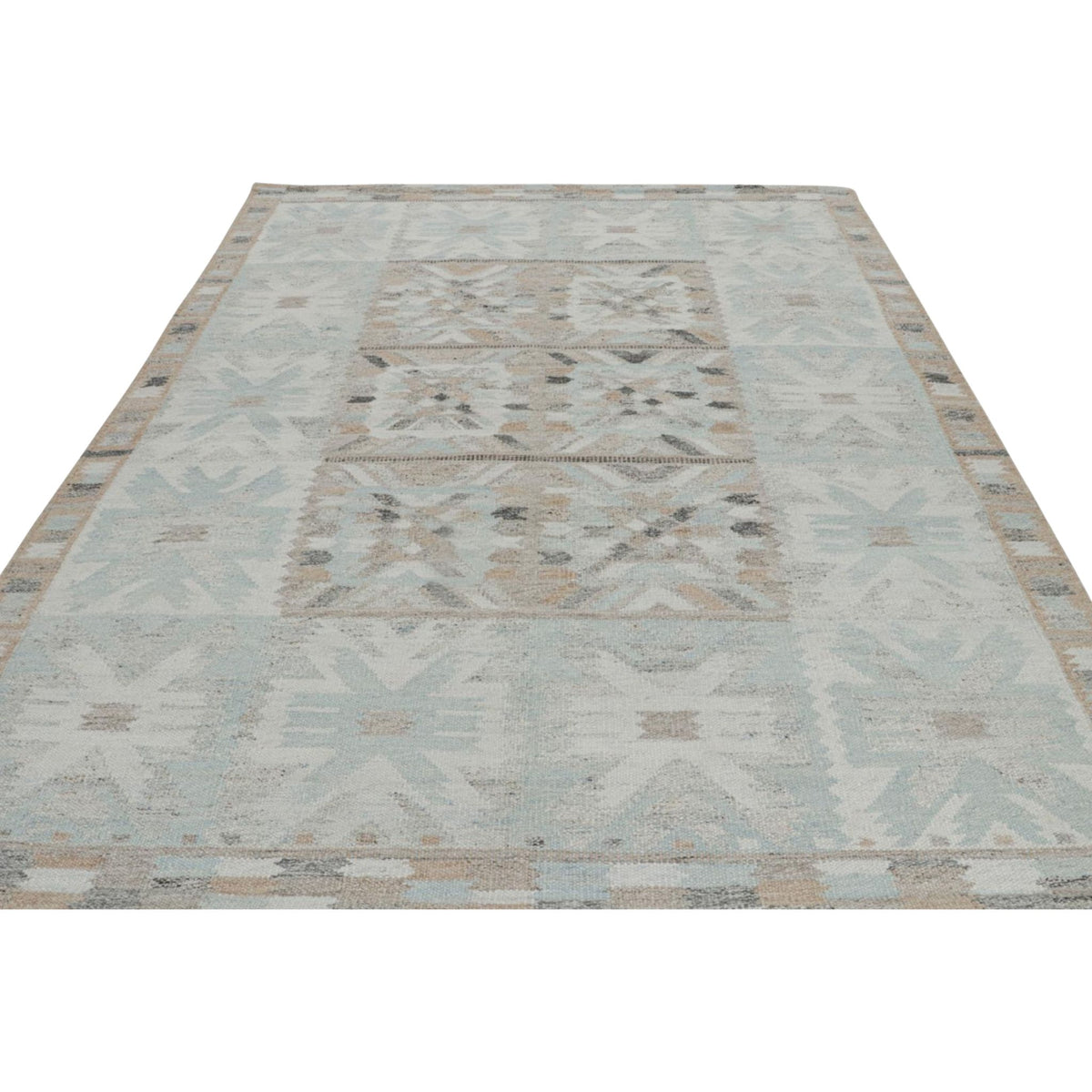 Outdoor Scandinavian Rug With Blue Geometric Patterns Eleish Van Breems Home