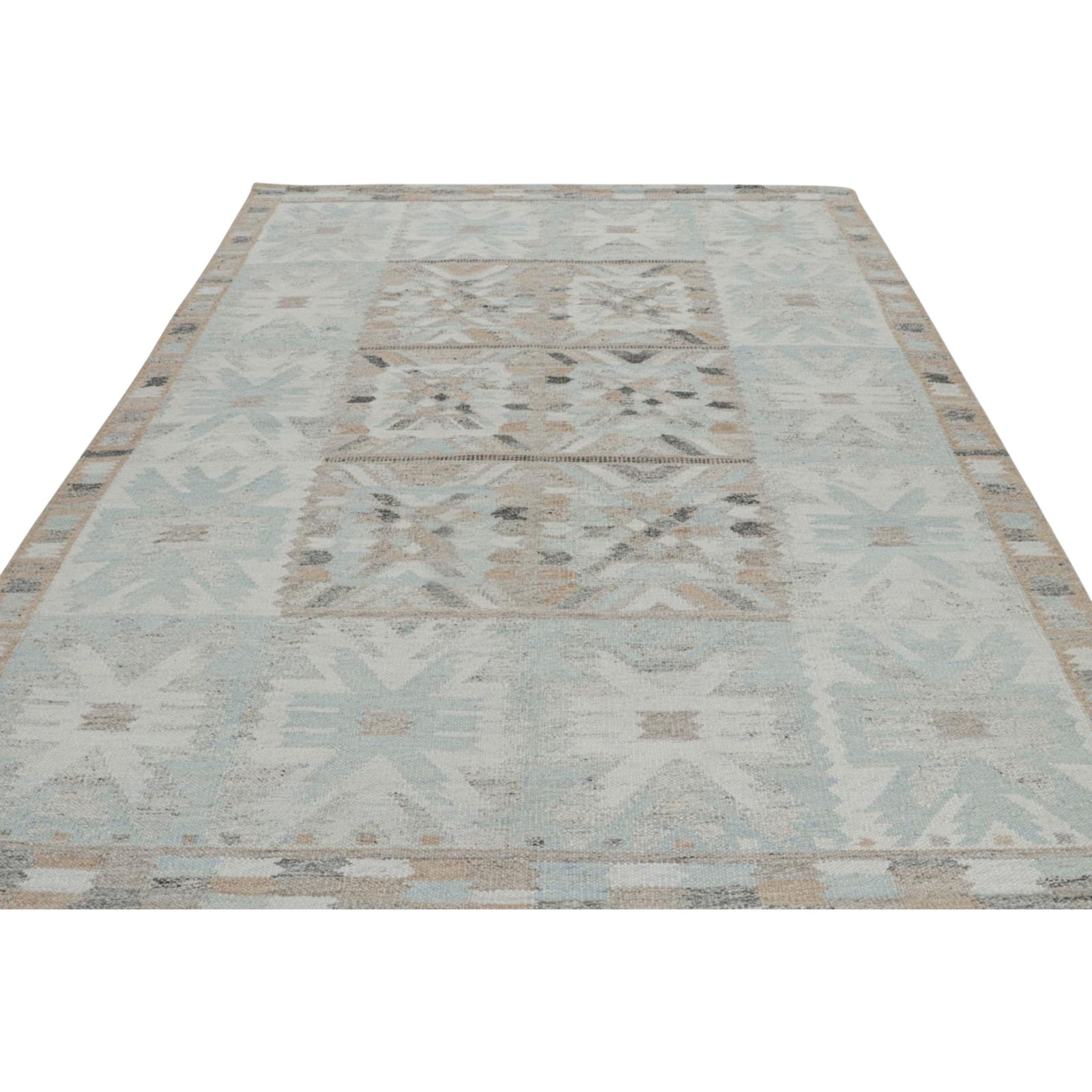 Outdoor Scandinavian Rug With Blue Geometric Patterns Eleish Van Breems Home