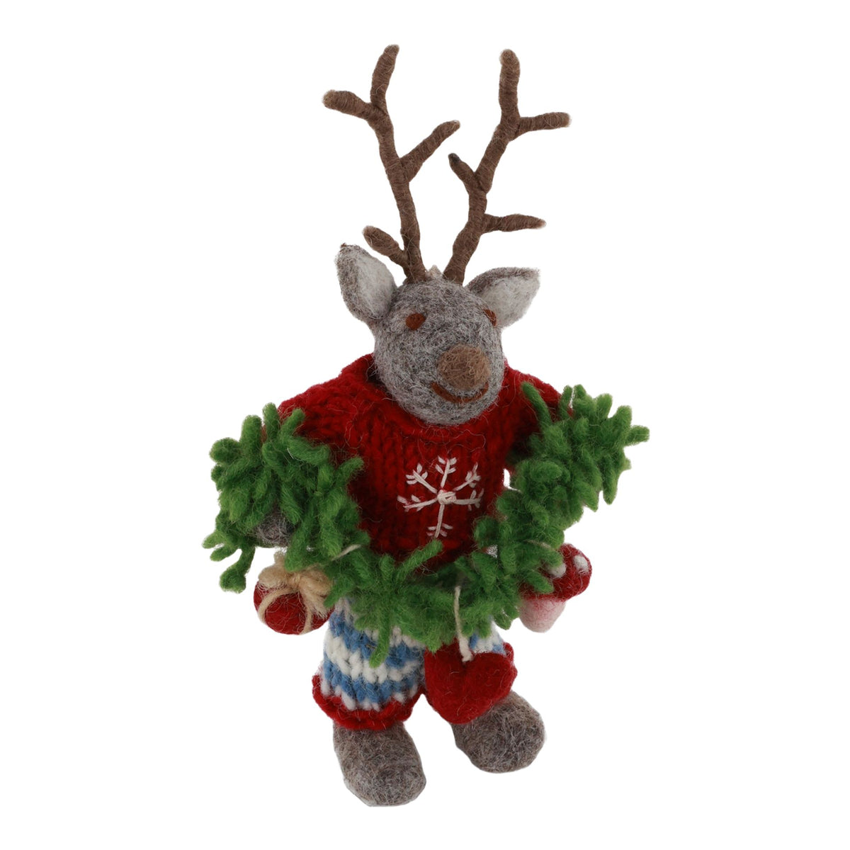 Small Grey Boy Deer With Garland Ornament Eleish Van Breems Home