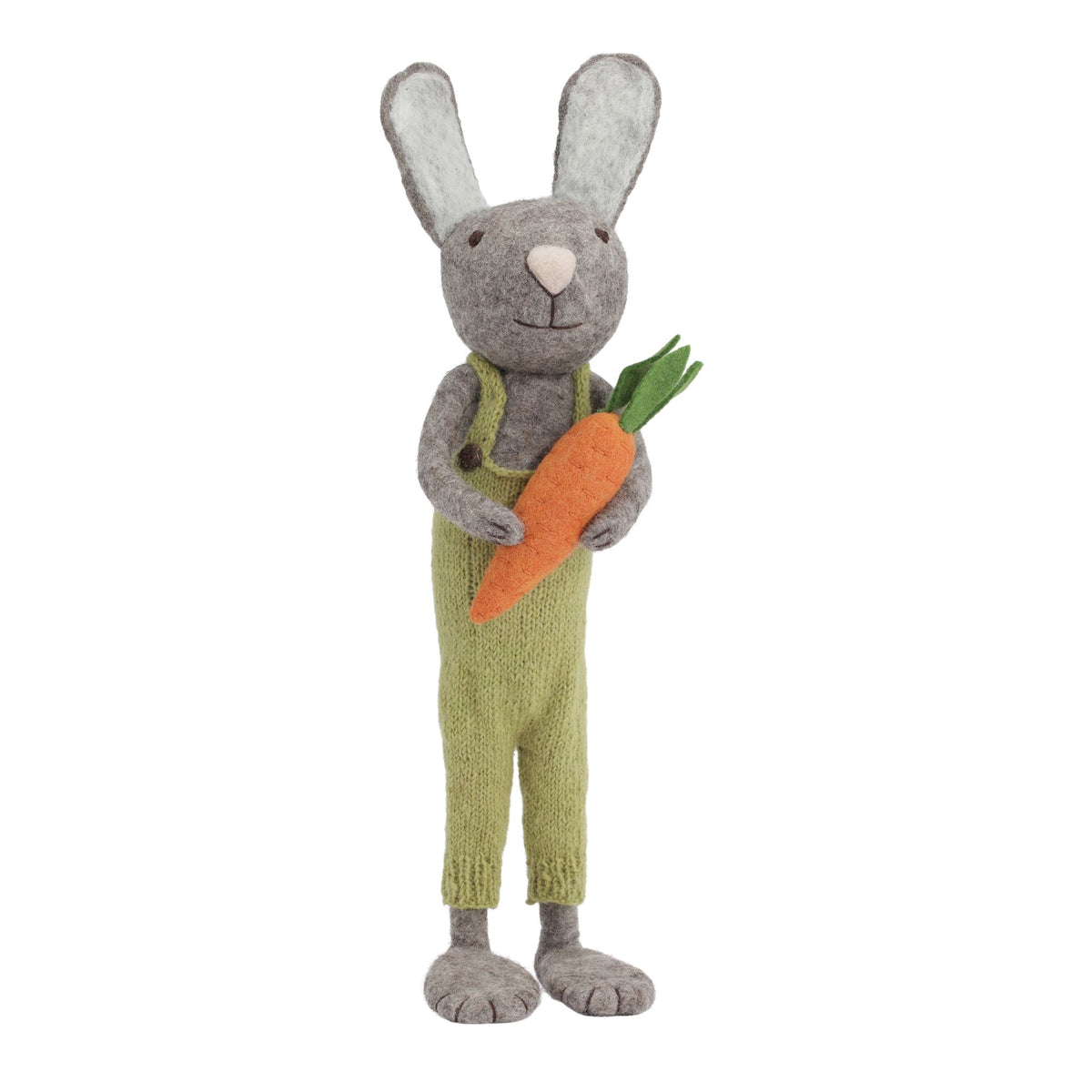 XL Grey Bunny With Green Pants &amp; Carrot Eleish Van Breems Home
