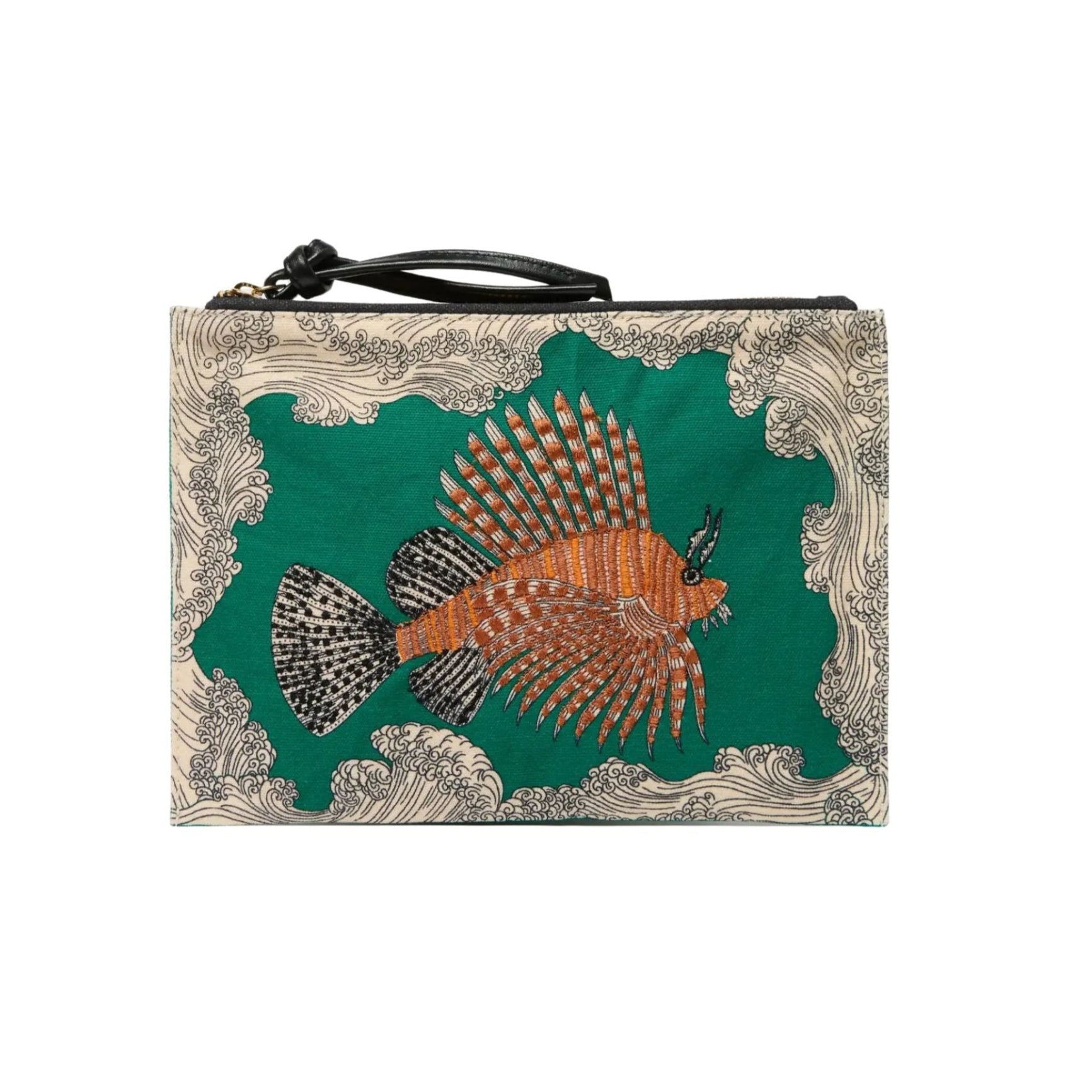Embroidered Pouch, Poseidon Green Eleish Van Breems Home