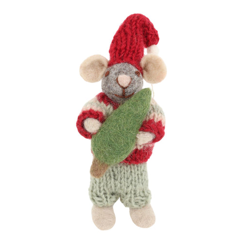 Small Grey Mouse With Tree Ornament