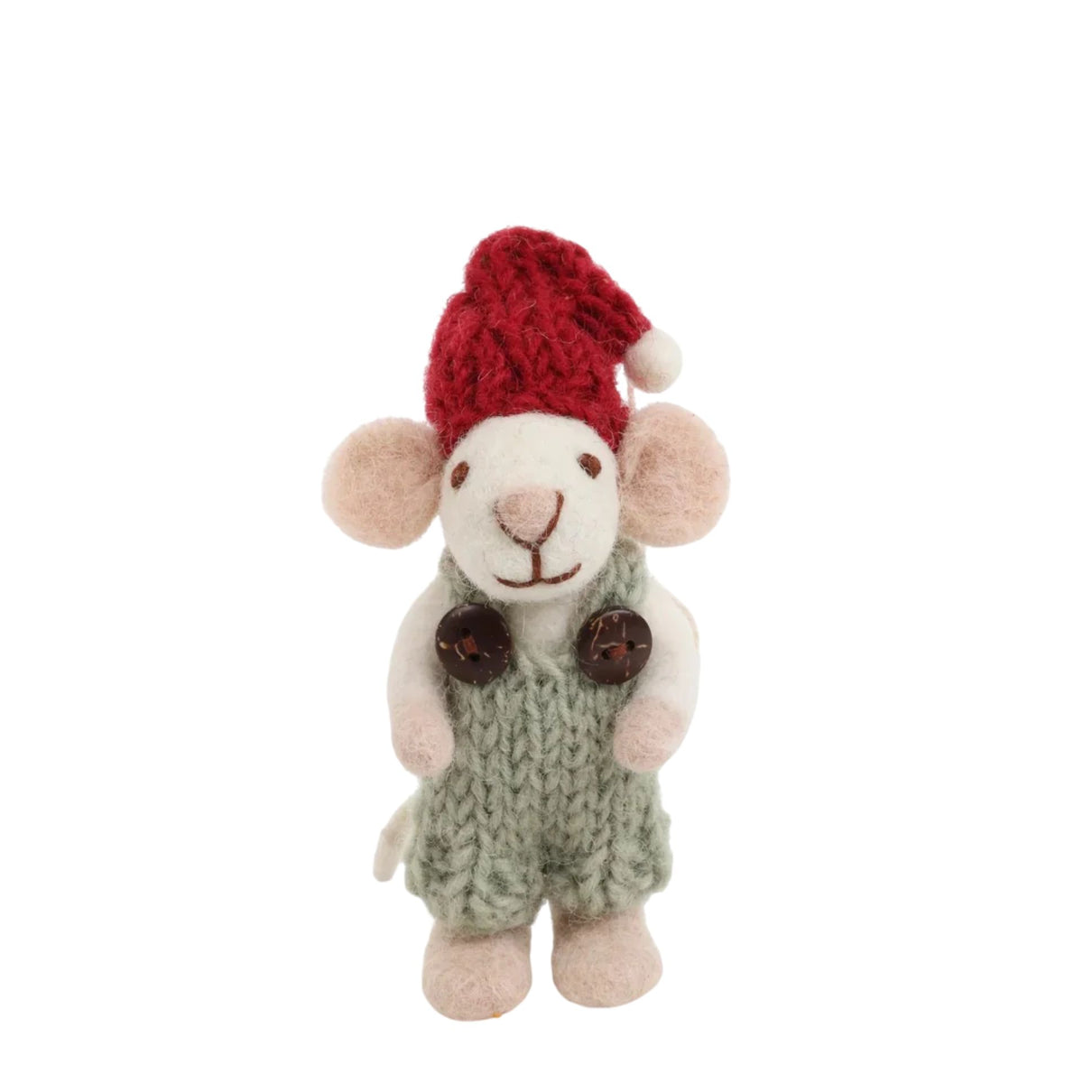 Baby White Mouse with Green Pants Ornament Eleish Van Breems Home