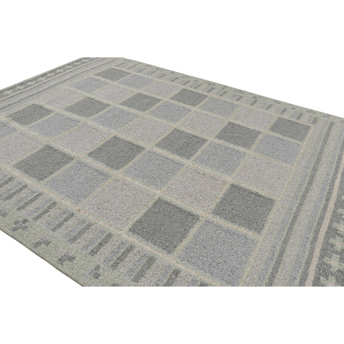 Scandinavian Rug With Gray & Blue Geometric Patterns Eleish Van Breems Home