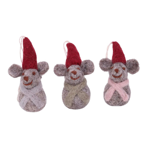 Shrew Baby Mice Ornaments, Set of 3