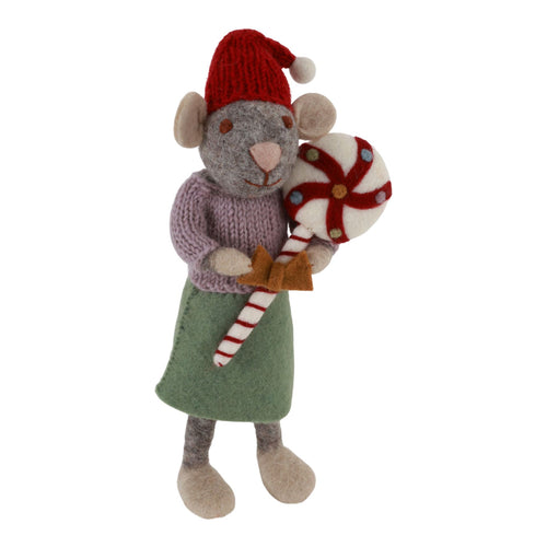 Big Grey Girly Mouse With Christmas Candy