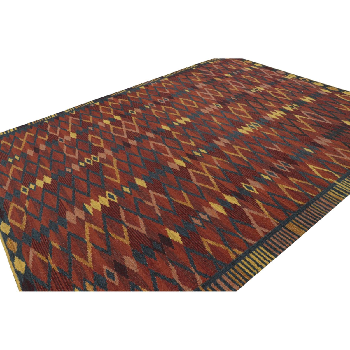 Scandinavian Geometric Rug With Red & Blue Eleish Van Breems Home