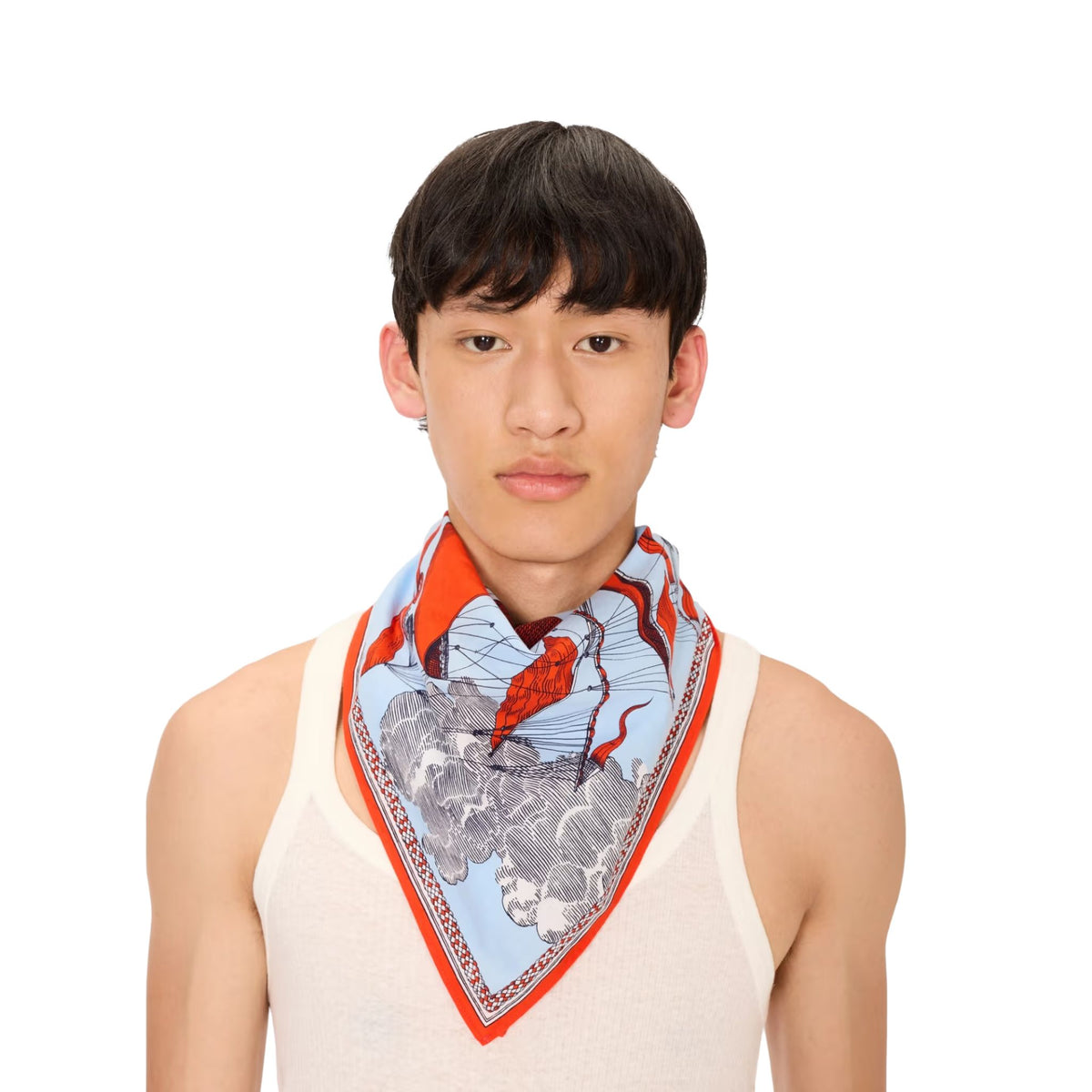 Square Scarf, Tall Ship In Blue With Red Sails Eleish Van Breems Home