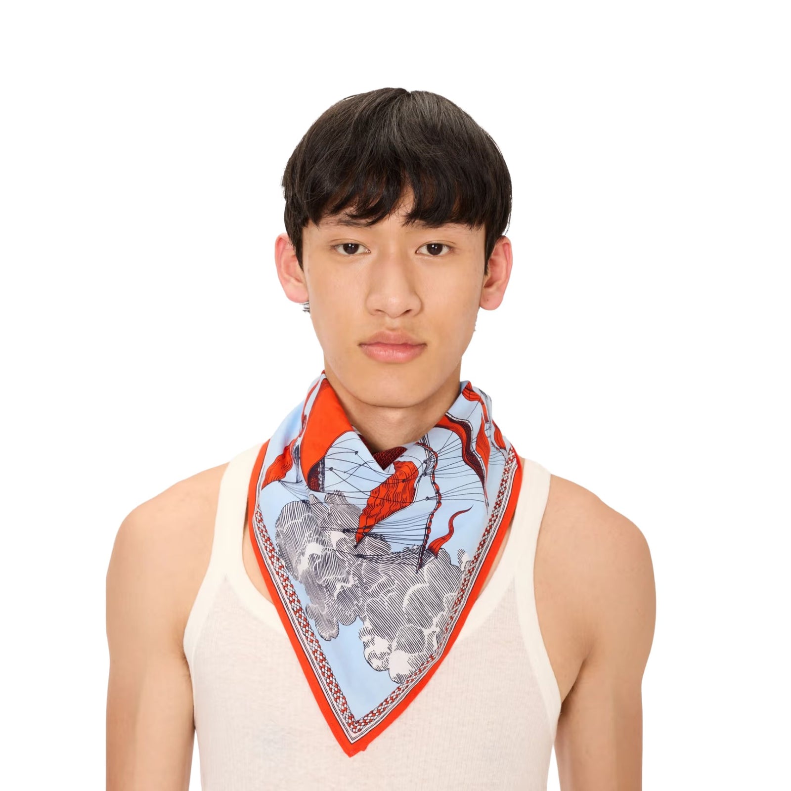 Square Scarf, Tall Ship In Blue With Red Sails Eleish Van Breems Home