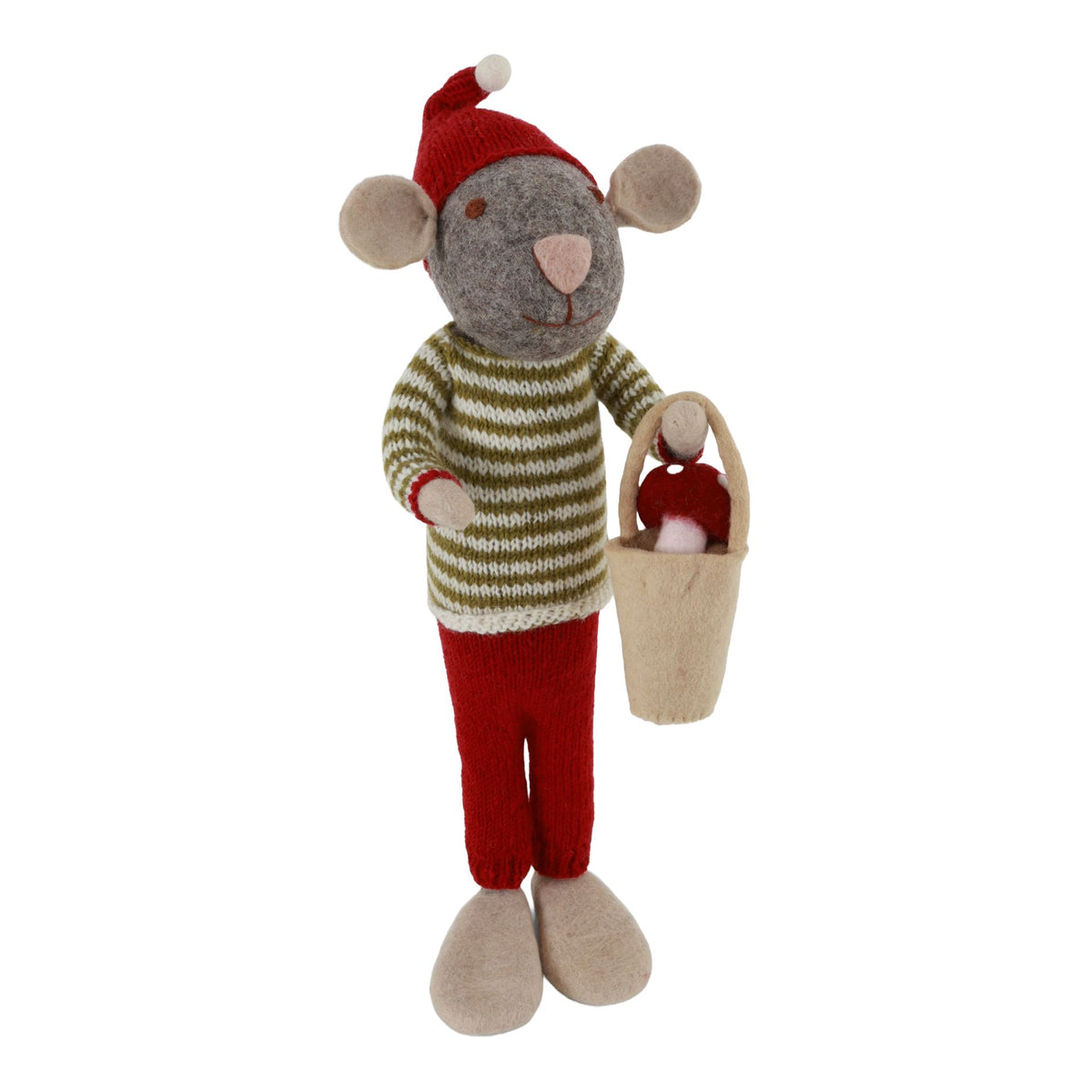 X-Large Grey Boy Mouse With Mushroom in Bucket Eleish Van Breems Home