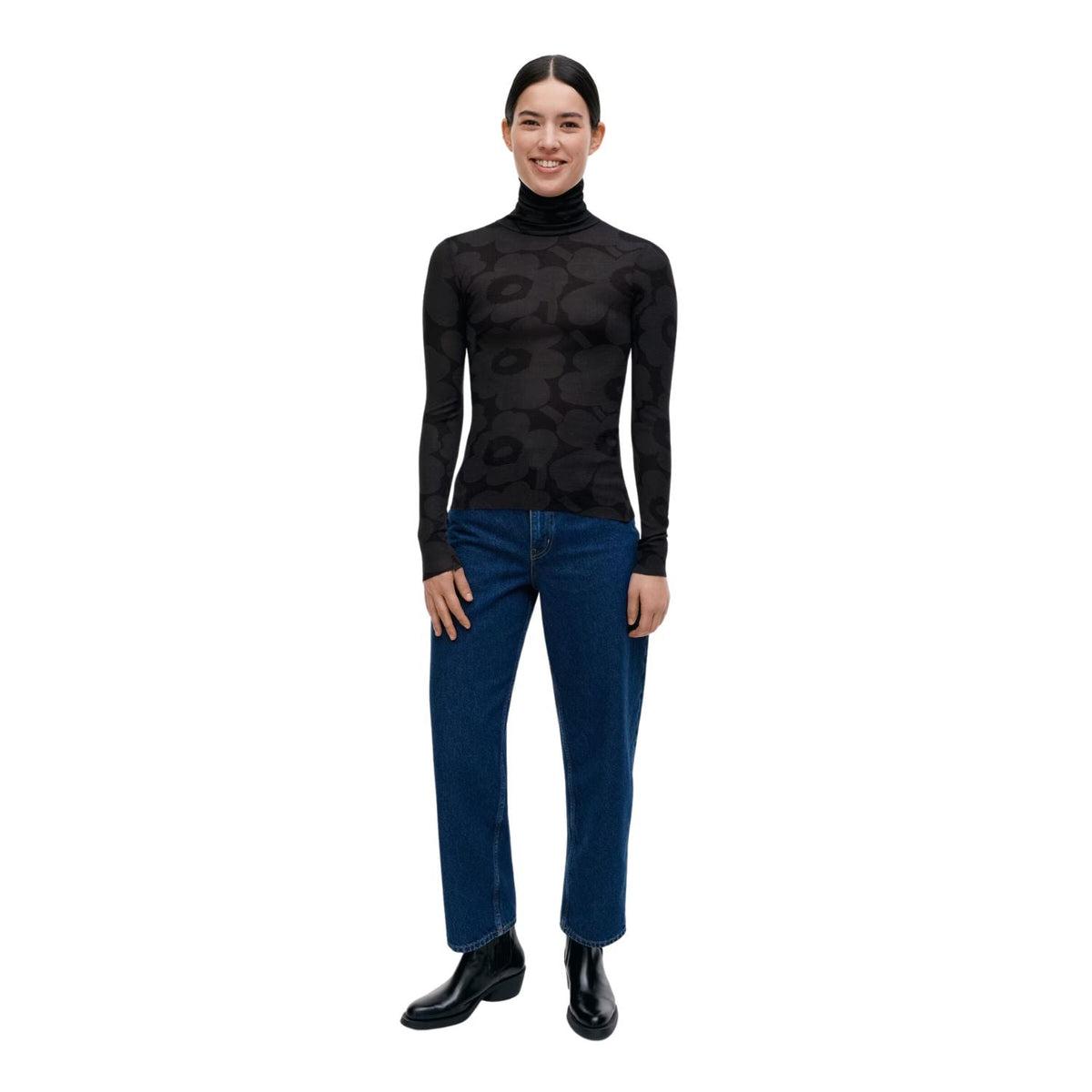 Marimekko Vilina Unikko Turtleneck Shirt Black Eleish Van Breems Home