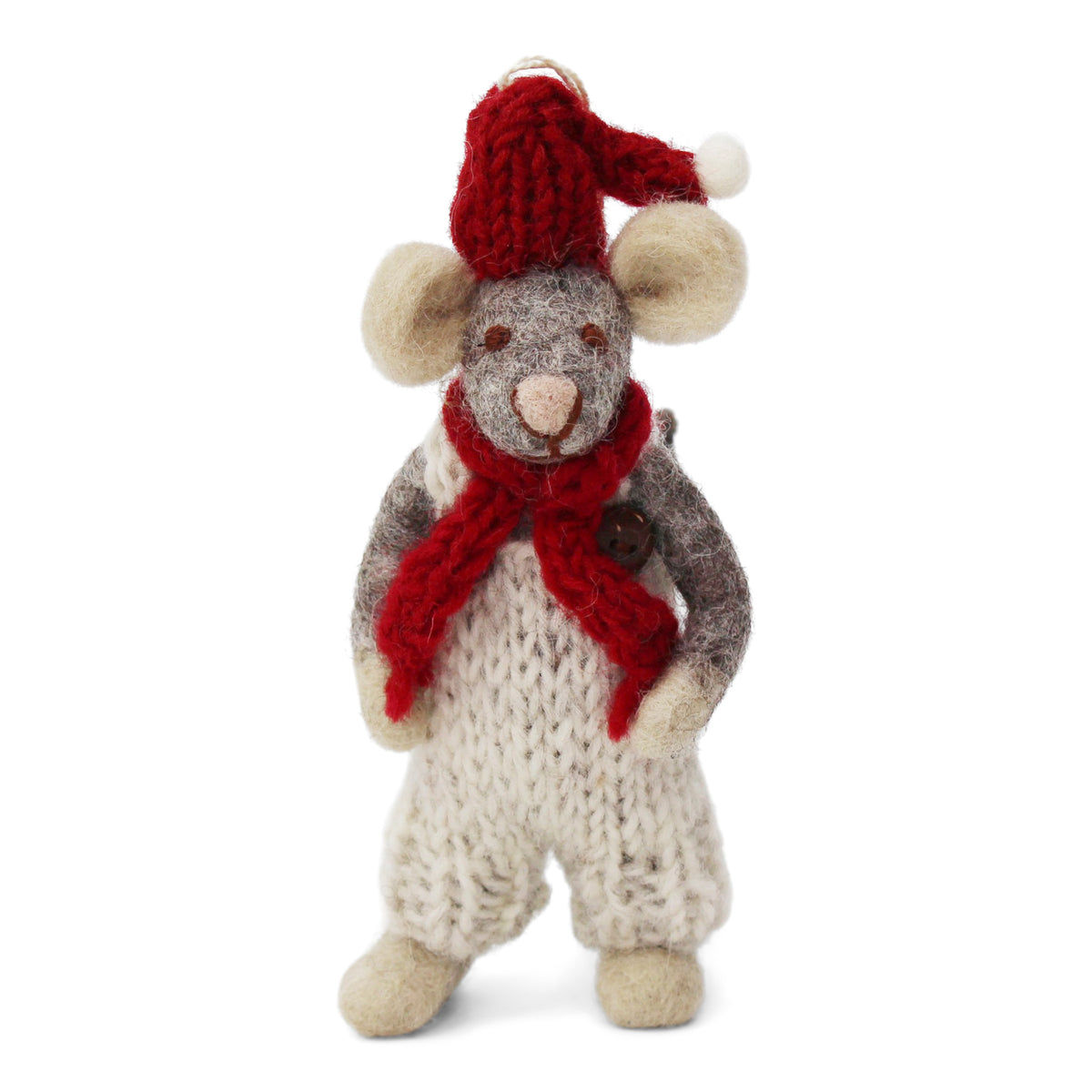 Small Grey Boy Mouse With Hat, Scarf &amp; Grey Pants Eleish Van Breems Home