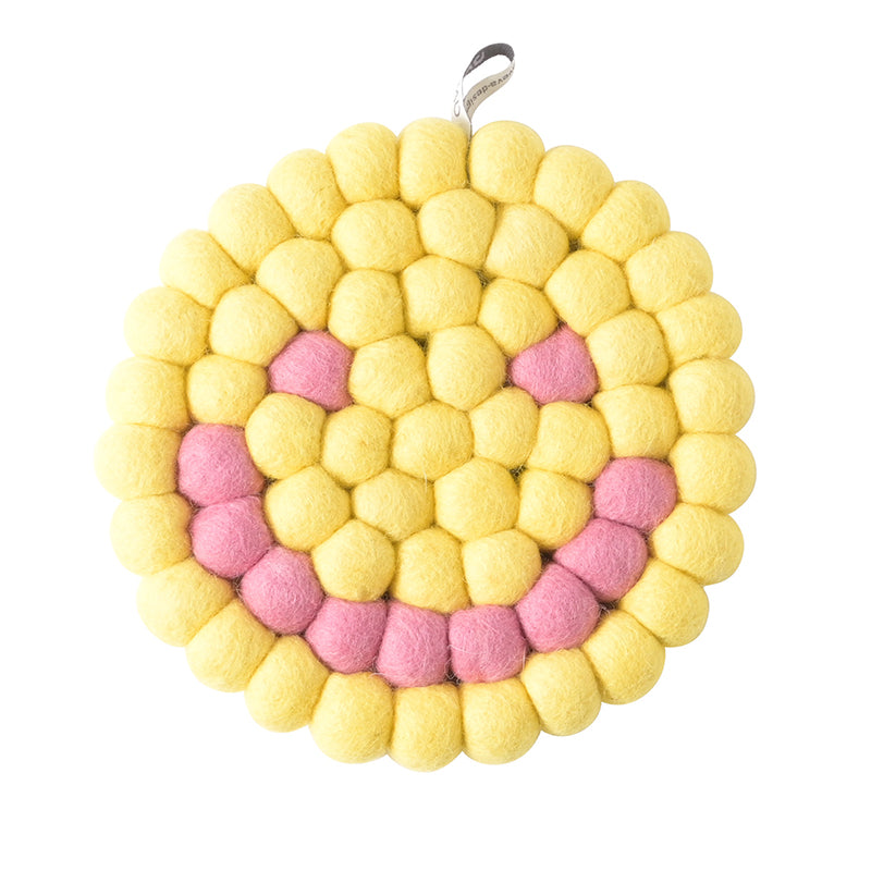 Wool Trivet Smiley Face, Lemon Eleish Van Breems Home