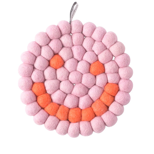 Wool Trivet Smiley Face, Raspberry